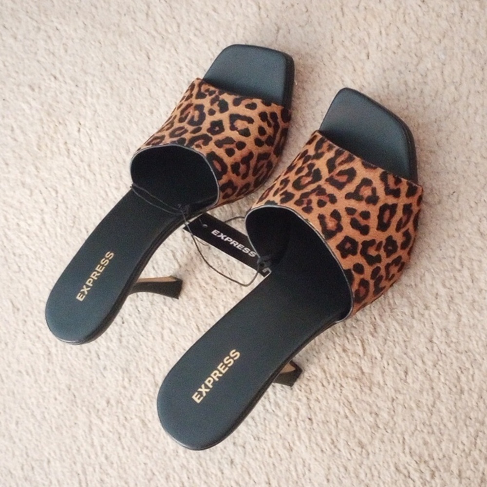 Express Square Toe Haircalf Heeled Sandals